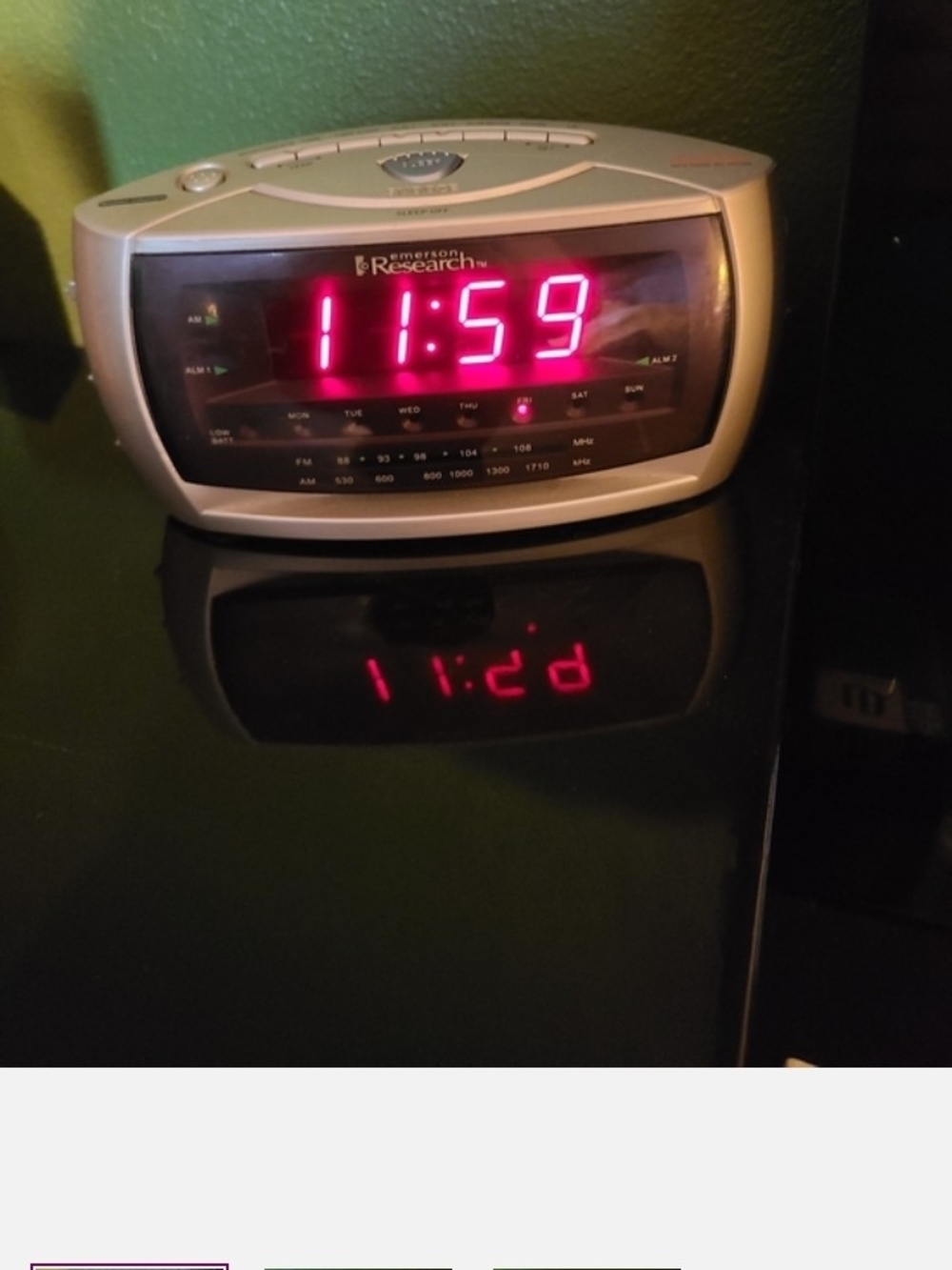 Silver Digital Alarm Clock Radio - Red LED Display